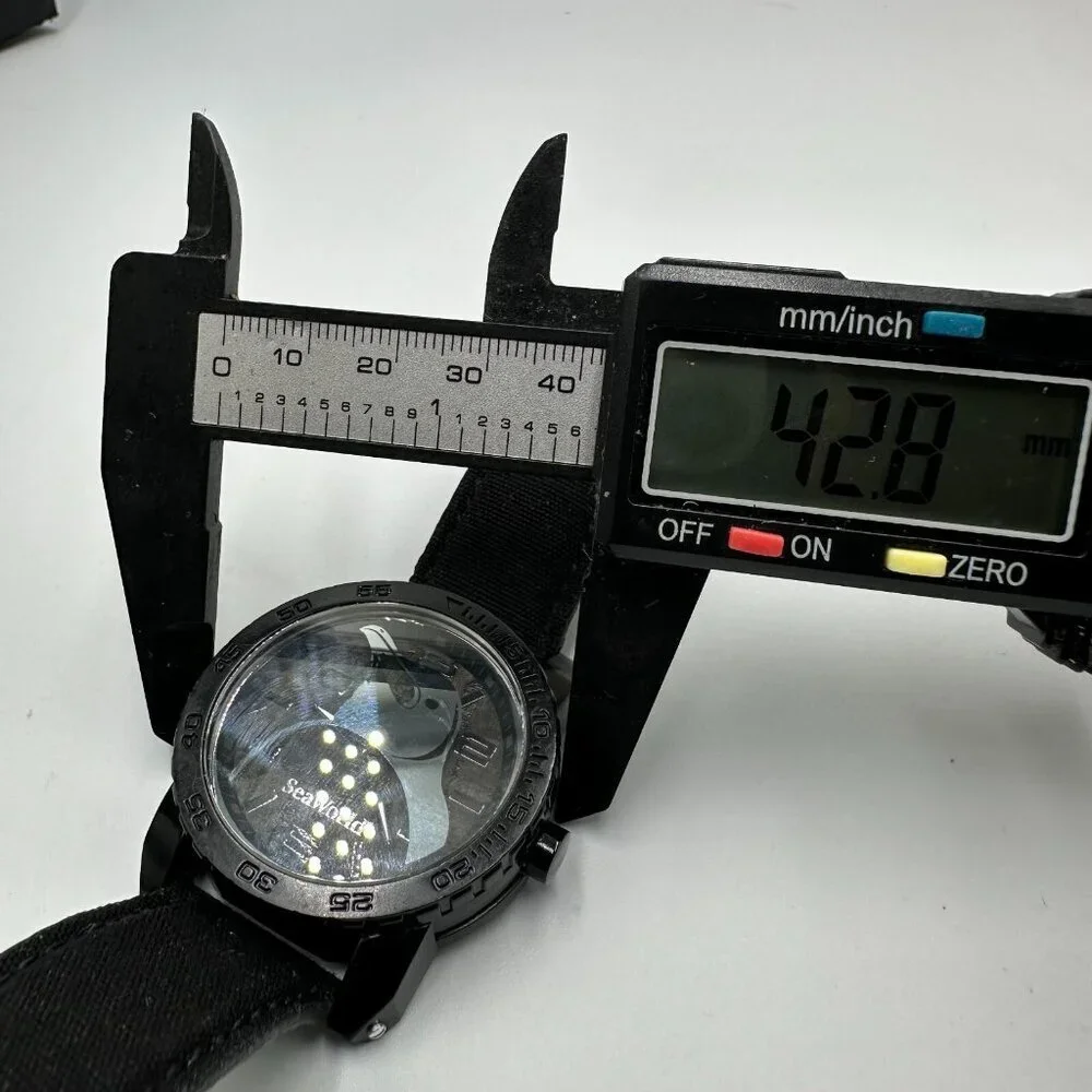 Sprout Seaworld Watch Women Black Penguin Dial Organic Cotton Band New Battery